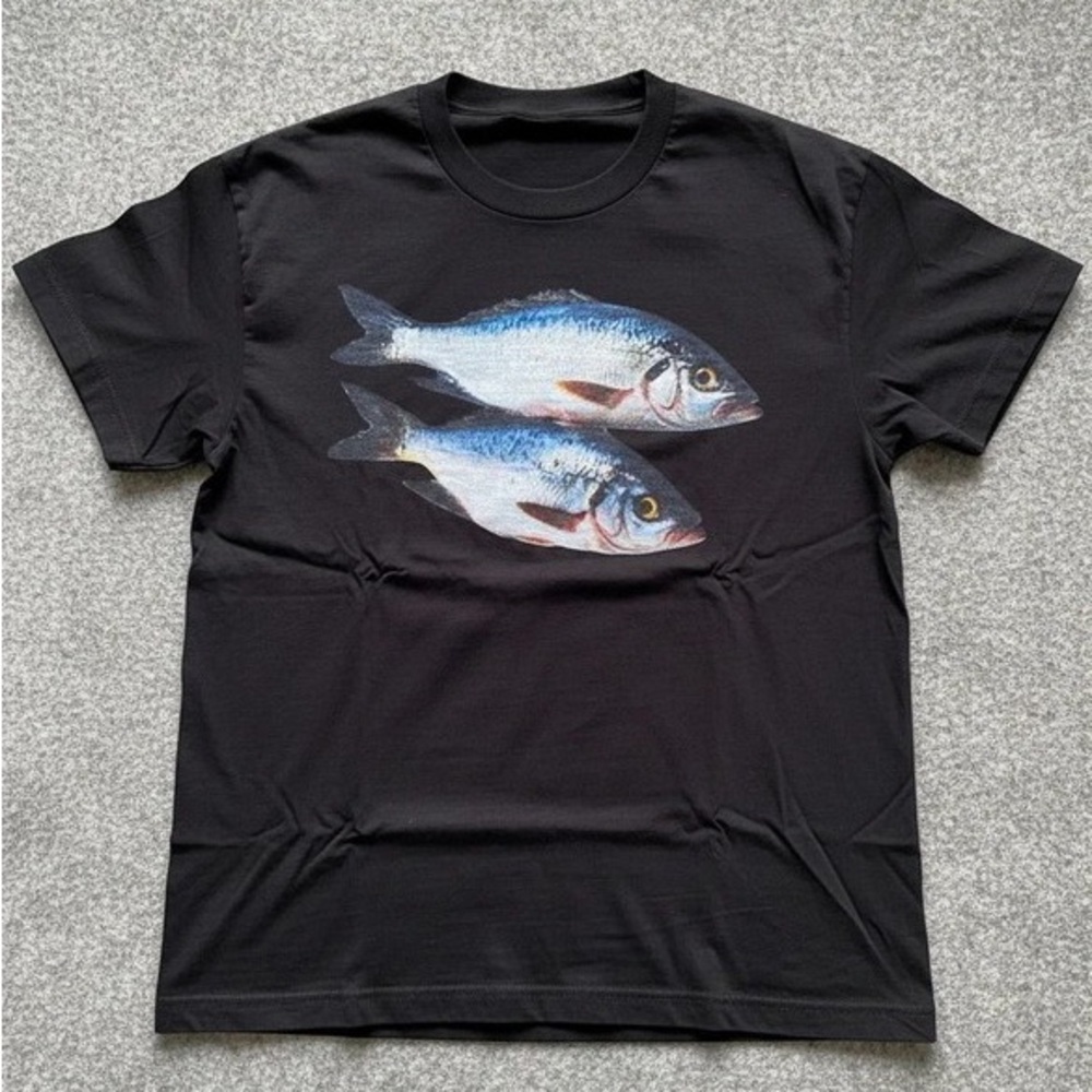 H&M Black Tee with Blue Fish Design